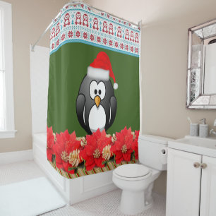 Christmas Shower Curtain, Penguin