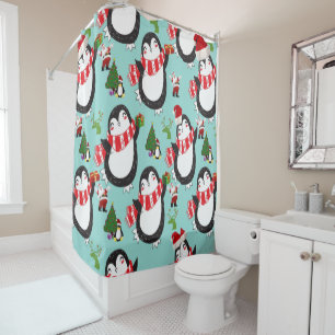 Christmas Shower Curtain, Penguin