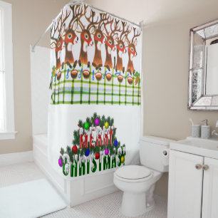Christmas Shower Curtain, Reindeer
