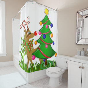 Christmas Shower Curtain, Reindeer