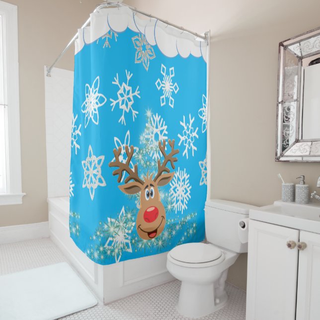 Christmas Shower Curtain, Reindeer (In Situ)