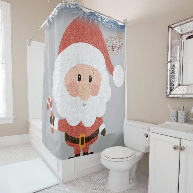 Christmas Shower Curtain, Santa (In Situ)