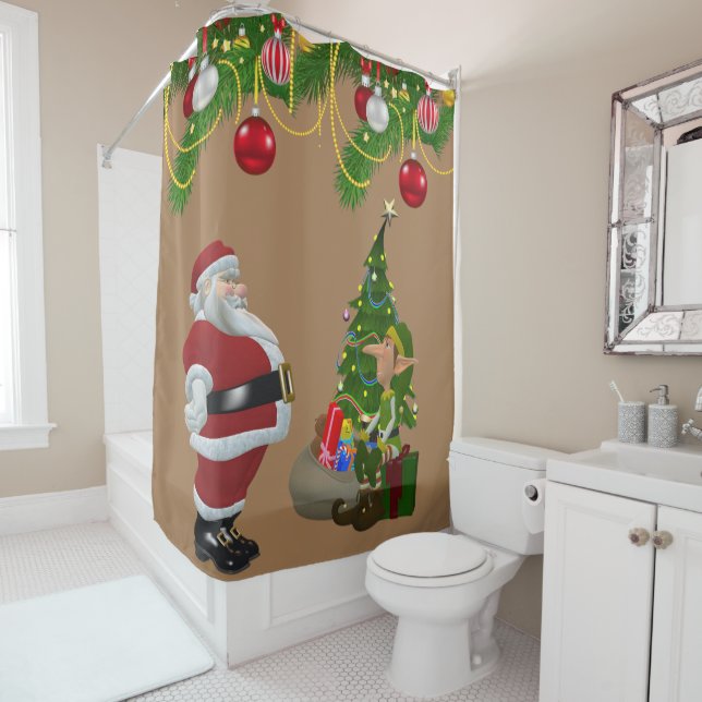 Christmas Shower Curtain, Santa (In Situ)