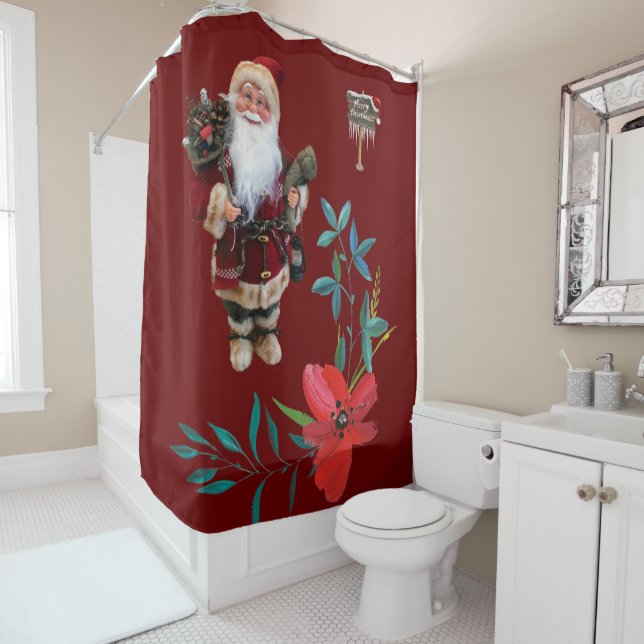 Christmas Shower Curtain, Santa (In Situ)