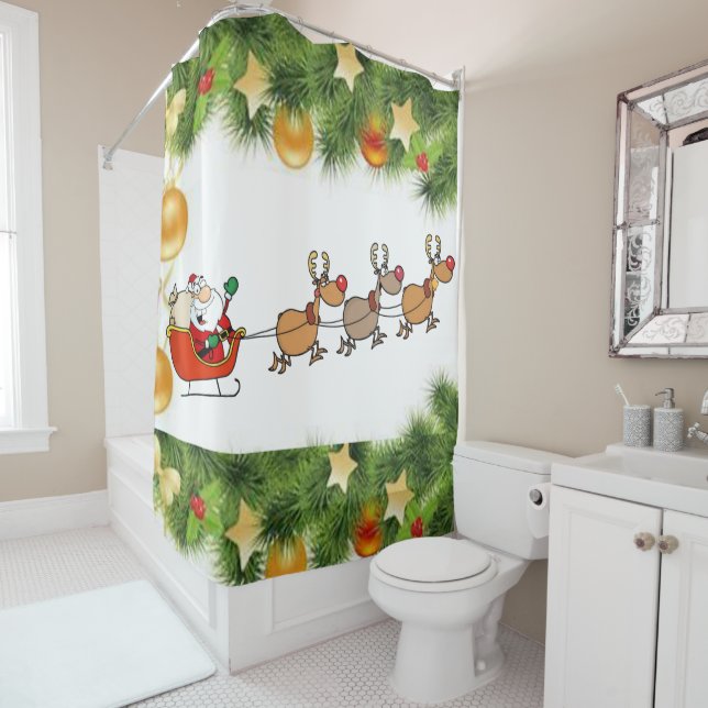 Christmas Shower Curtain, Santa (In Situ)