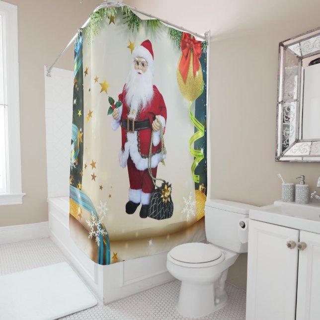 Christmas Shower Curtain, Santa (In Situ)