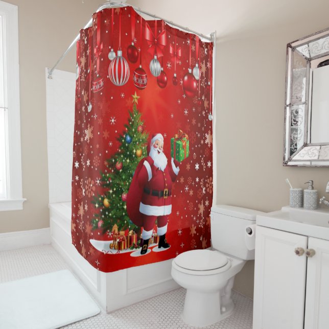 Christmas Shower Curtain, Santa (In Situ)