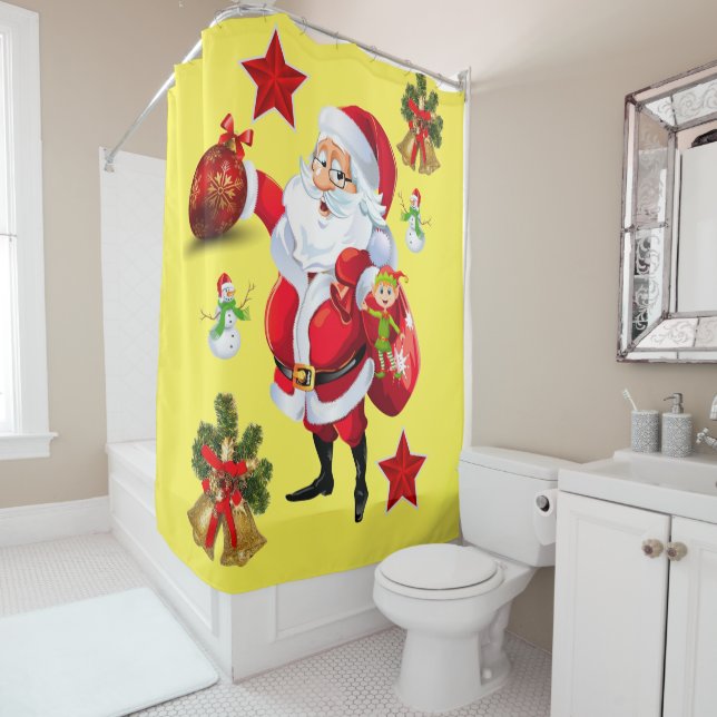 Christmas Shower Curtain, Santa (In Situ)