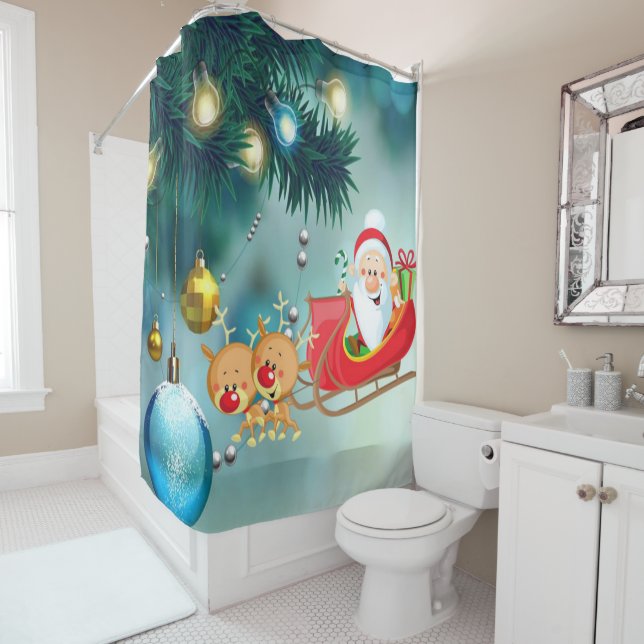 Christmas Shower Curtain, Santa (In Situ)