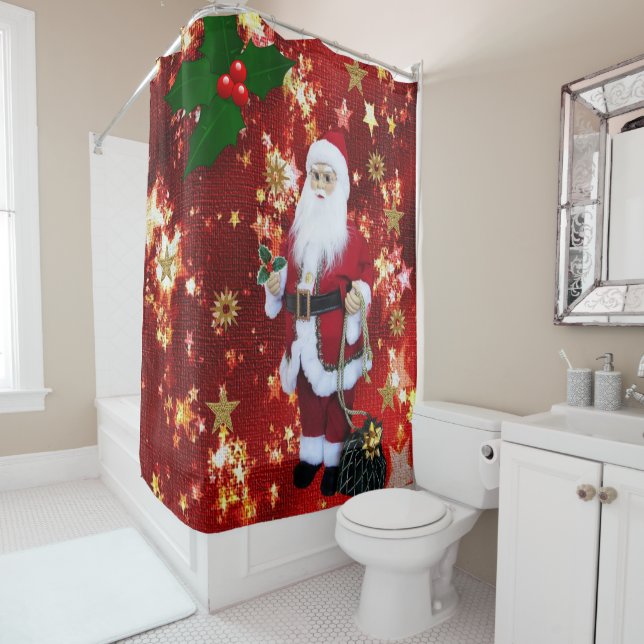 Christmas Shower Curtain, Santa (In Situ)