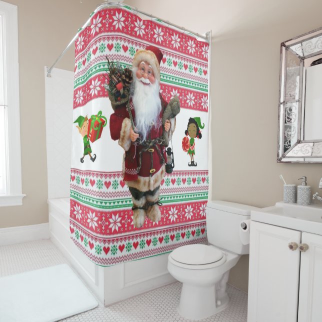 Christmas Shower Curtain, Santa (In Situ)