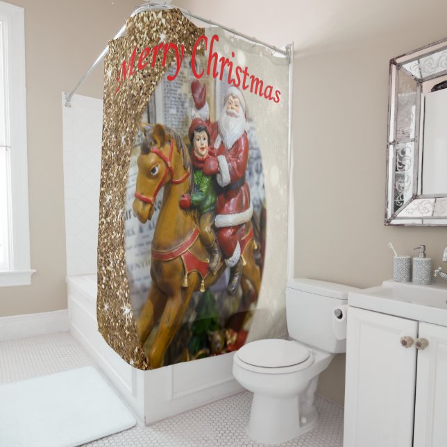 Christmas Shower Curtain, Santa (In Situ)