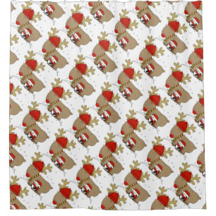 Christmas Shower Curtain/Santa and Rudolph