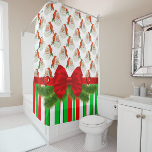 Christmas Shower Curtain, Santa Stripe