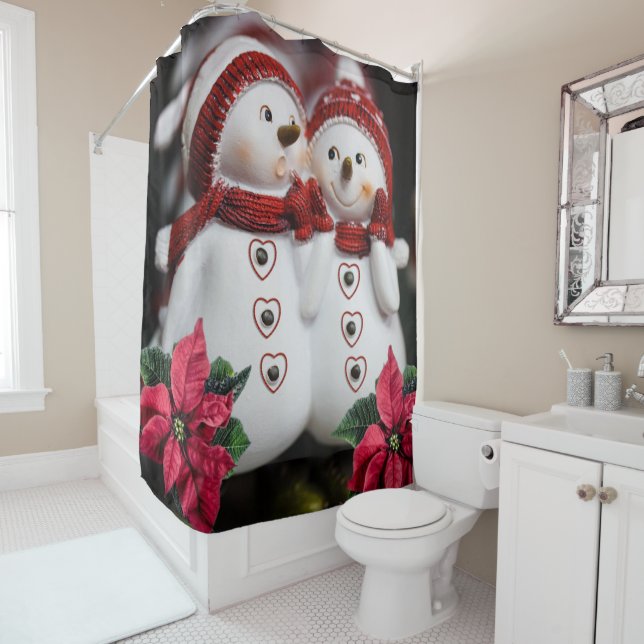 Christmas Shower Curtain, Snowman (In Situ)