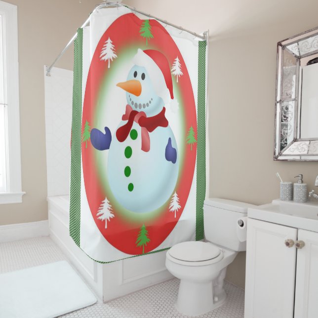 Christmas Shower Curtain, Snowman (In Situ)