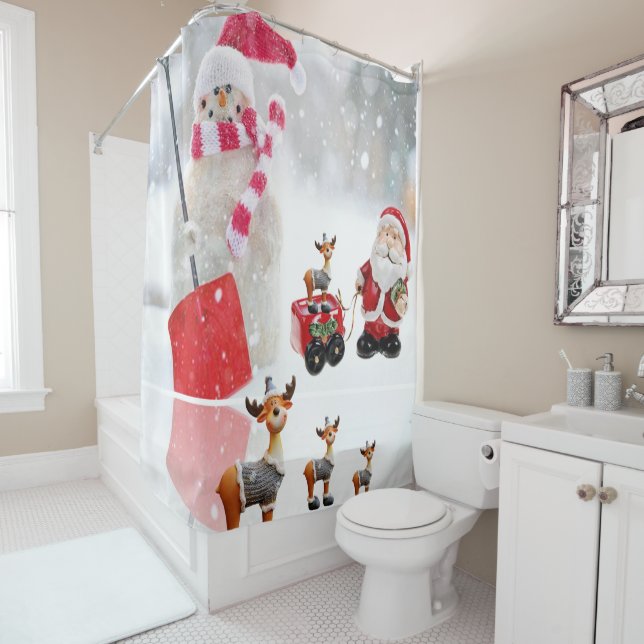 Christmas Shower Curtain, Snowman (In Situ)