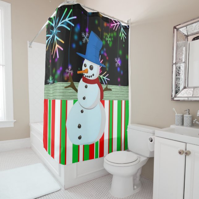 Christmas Shower Curtain, Snowman (In Situ)