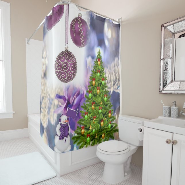 Christmas Shower Curtain, Snowman (In Situ)