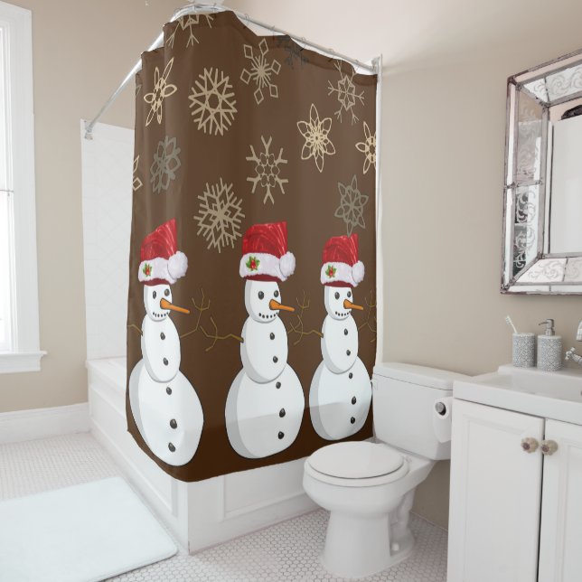 Christmas Shower Curtain, Snowman (In Situ)