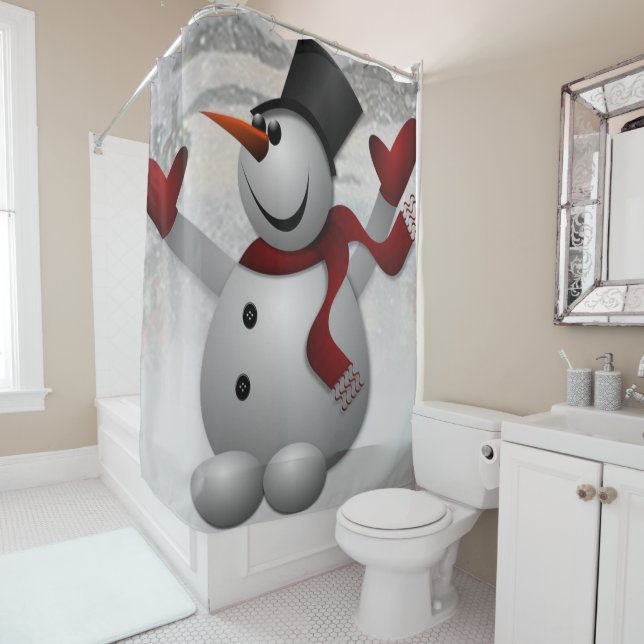 Christmas Shower Curtain, Snowman (In Situ)