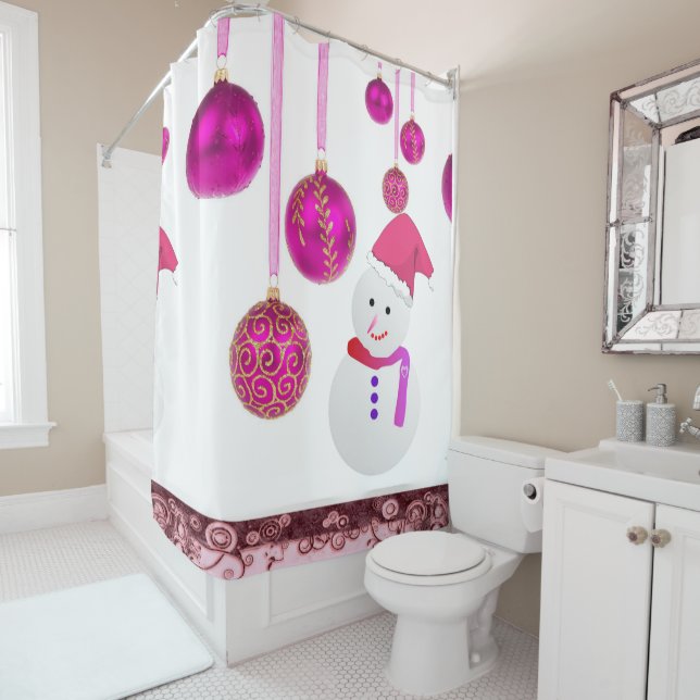 Christmas Shower Curtain, Snowman (In Situ)