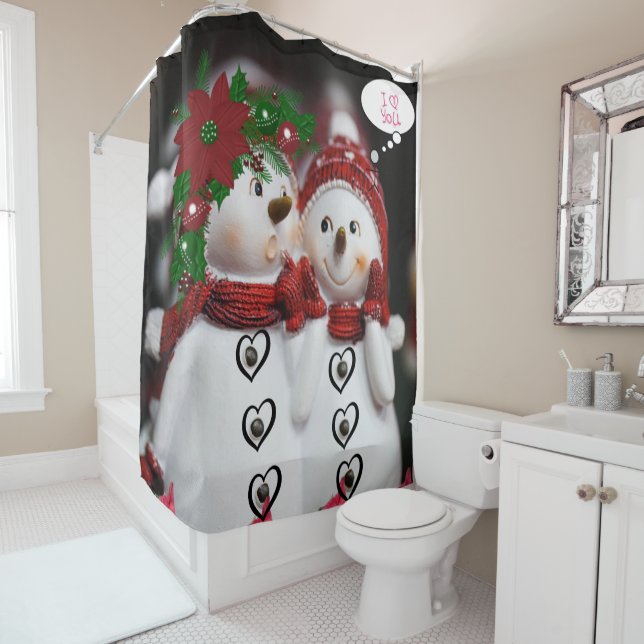 Christmas Shower Curtain, Snowman (In Situ)