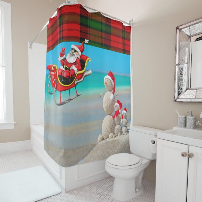 Christmas Shower Curtain, Snowman (In Situ)