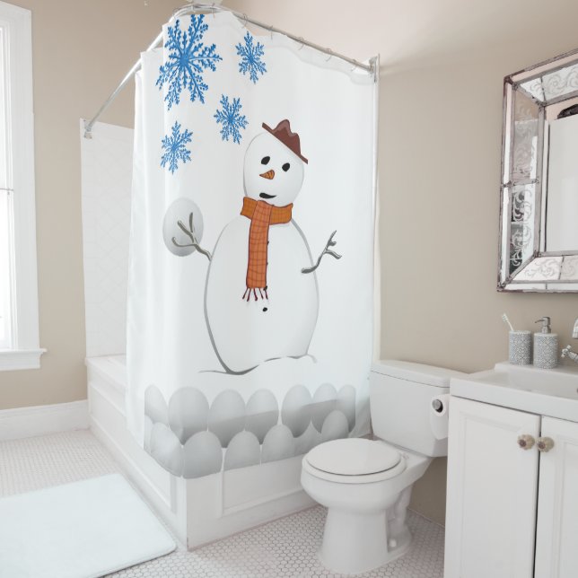 Christmas Shower Curtain, Snowman (In Situ)