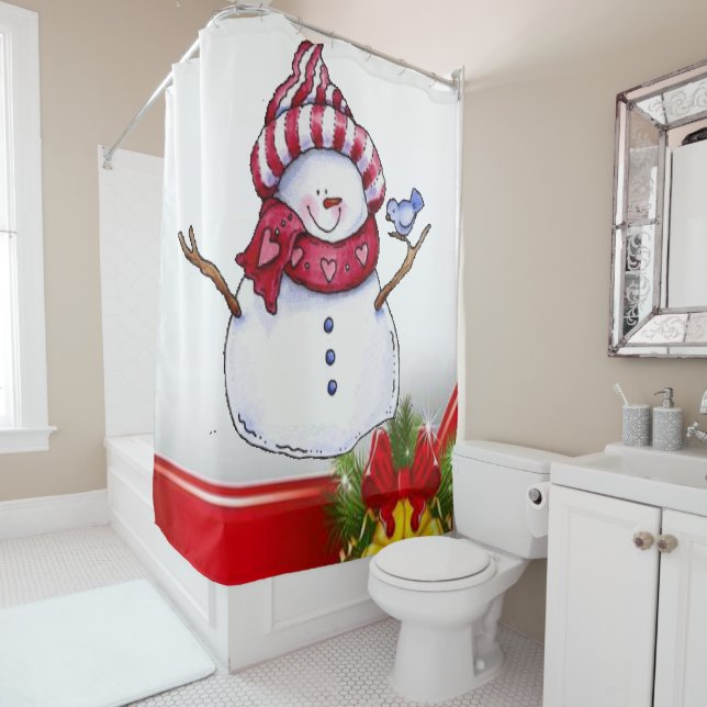 Christmas Shower Curtain, Snowman (In Situ)
