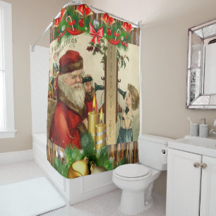 Christmas Shower Curtain, Vintage