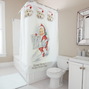 Christmas Shower Curtain, Vintage