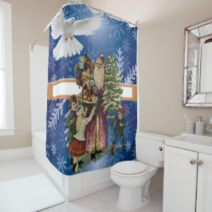 Christmas Shower Curtain, Vintage
