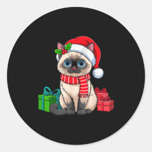 Christmas Siamese Cat Holiday Kitten Xmas Men Wome Classic Round Sticker
