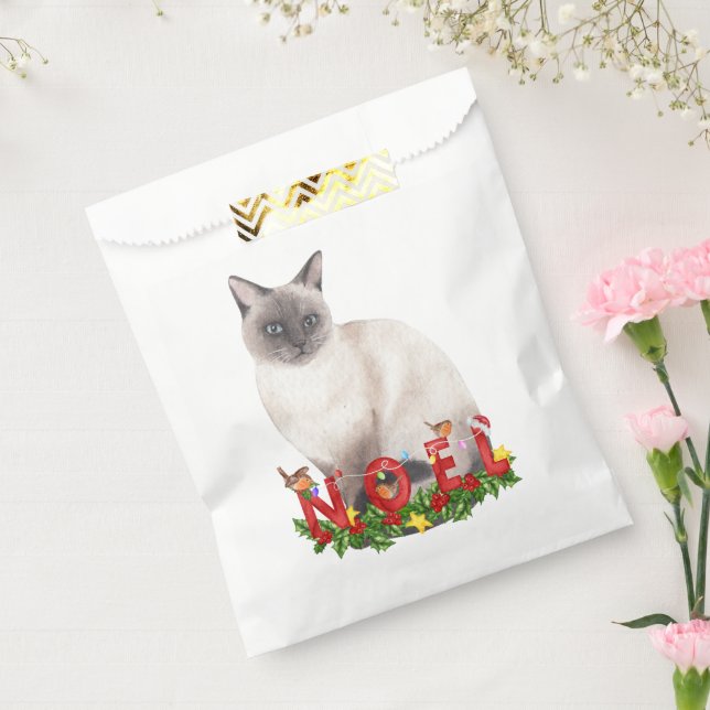Christmas Siamese Cat Watercolor  Favour Bag (Sealed)