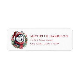 Christmas Siberian Husky Dog Return Address Labels