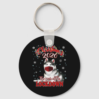 Christmas Siberian Husky Dog Shirt Quarantine Lock Keychain