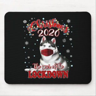 Christmas Siberian Husky Dog Shirt Quarantine Lock Mouse Pad