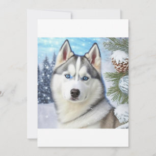 Christmas Siberian Husky / Sled Dog T-Shirt Holiday Card