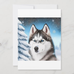 Christmas Siberian Husky / Sled Dog T-Shirt Holiday Card