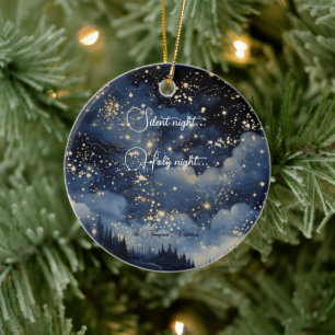 Christmas silent holy and starry night ceramic ornament