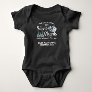 Christmas SIlent Nights Pregnancy Announcement  Baby Bodysuit