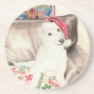 Christmas Silken Windhound Puppy Coasters