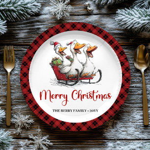 Christmas Silly Geese Cartoon Humor Party Plates