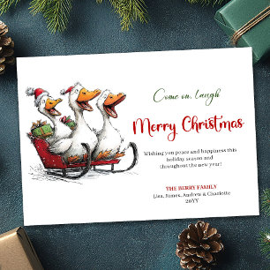 Christmas Silly Geese Cartoon Humour Greeting Card