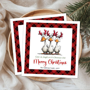 Christmas Silly Geese Humor Whimsical Paper Napkin