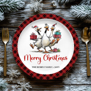 Christmas Silly Geese Playful Whimsy Party Plates