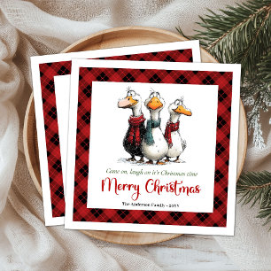 Christmas Silly Geese Quirky Playful Paper Napkins