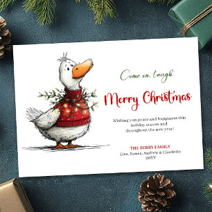 Christmas Silly Goose Humour Watercolor Greeting   Holiday Card