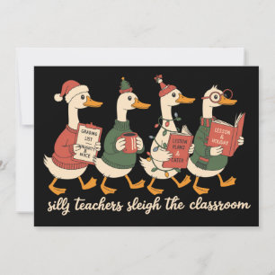 Christmas Silly Teacher Goose Gift Cozy Winter  Holiday Card